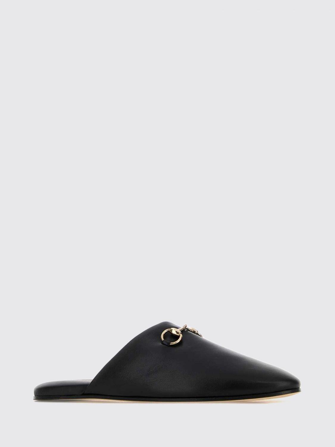 GUCCI Black Leather Flat Sandals