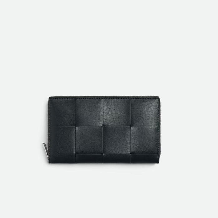 Bottega Veneta Cassette Two-Tone Zip-Around Long Wallet Ardoise Cypress