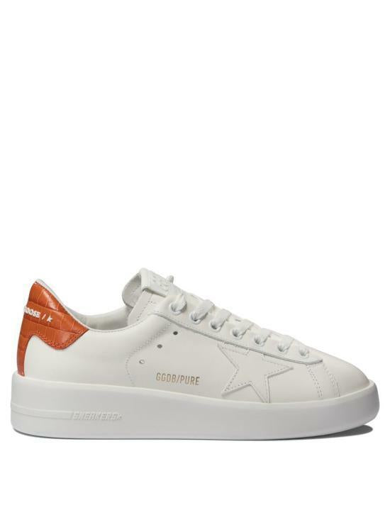GOLDEN GOOSE Pure Star Sneakers Orange Croc Heel Tab Low-Top Women
