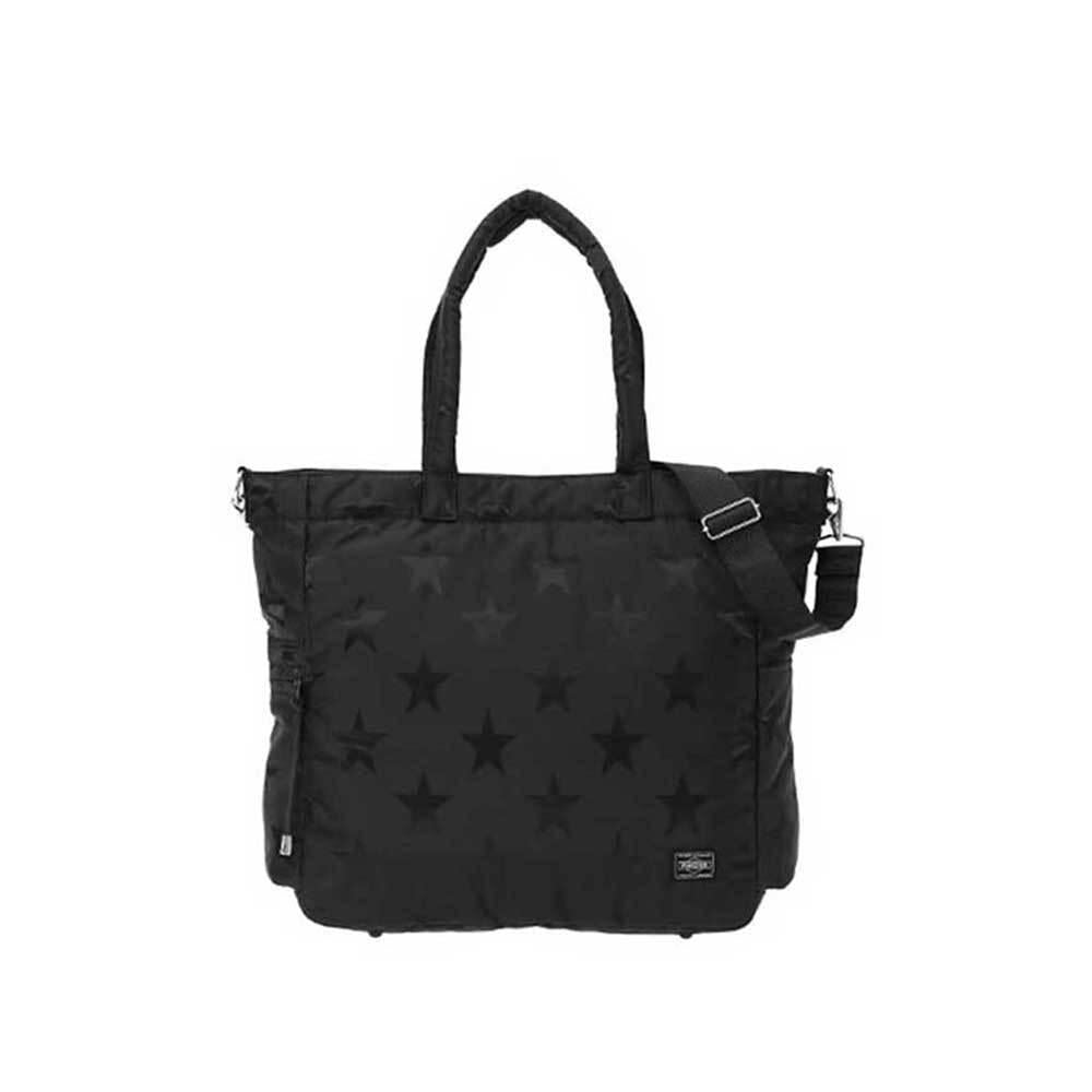 PORTER Flag Tote Bag Black Canvas 867 17101