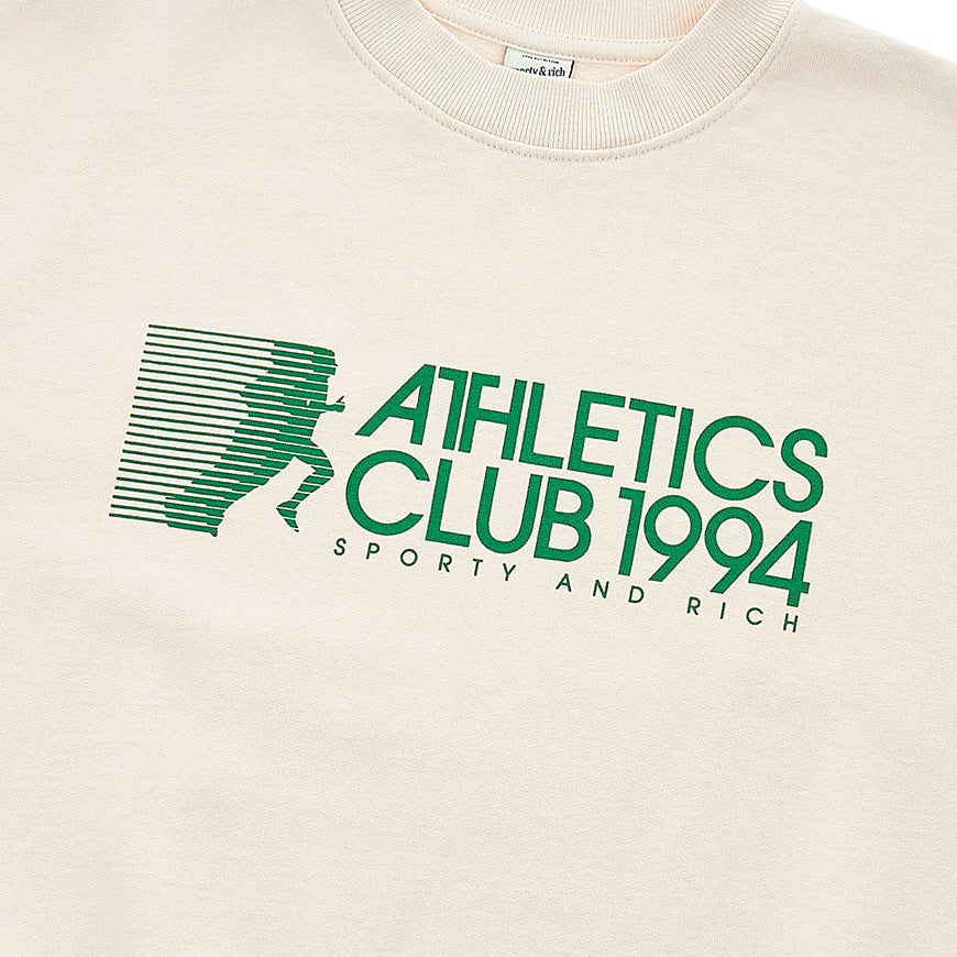 SPORTY&RICH Women's Athletic Crewneck Sweatshirt ATHLETIC CREWNECK CREAM GRASS 1
