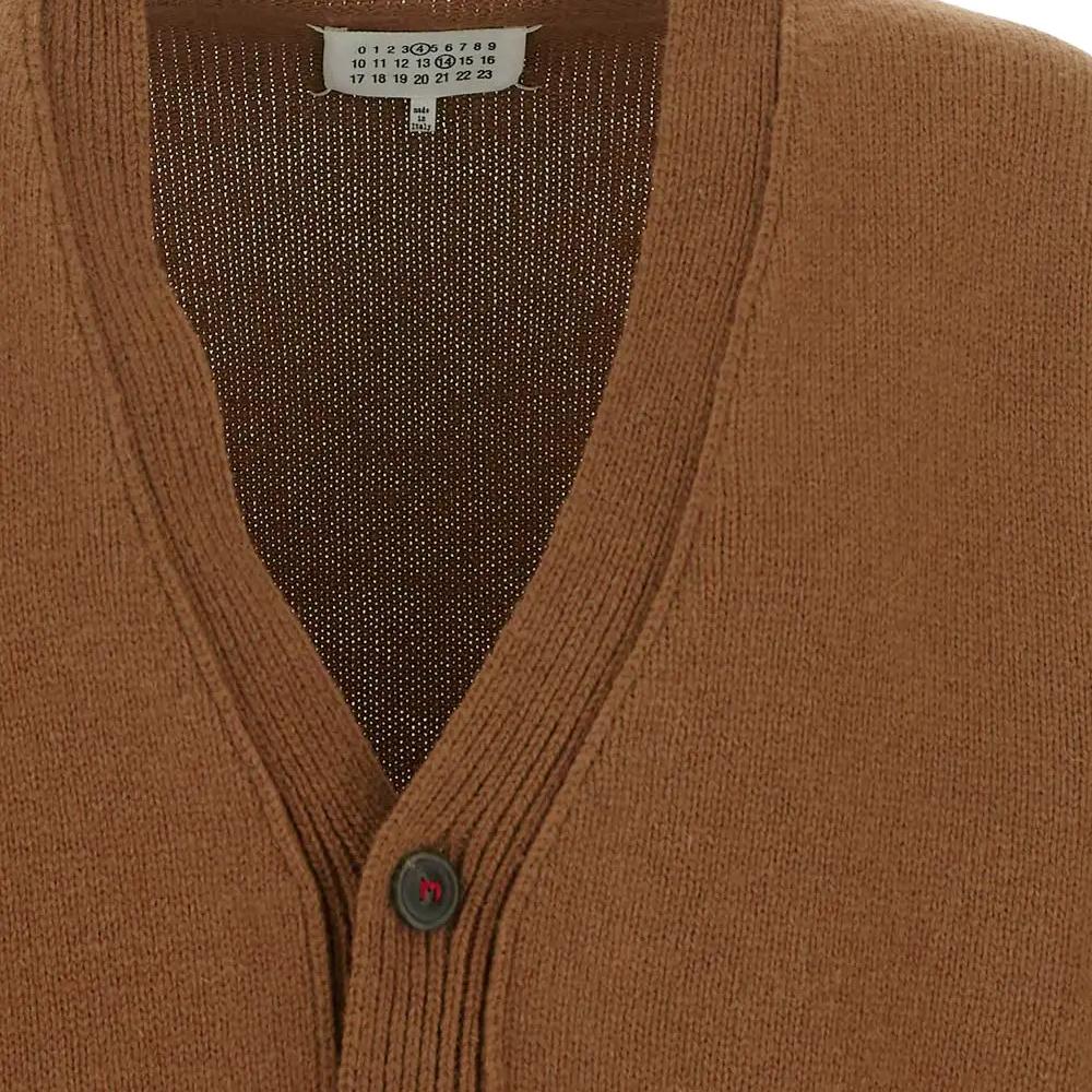 Maison Margiela Back Stitch Elbow Patch Cardigan for Men SI1GP0003 S18064 133F