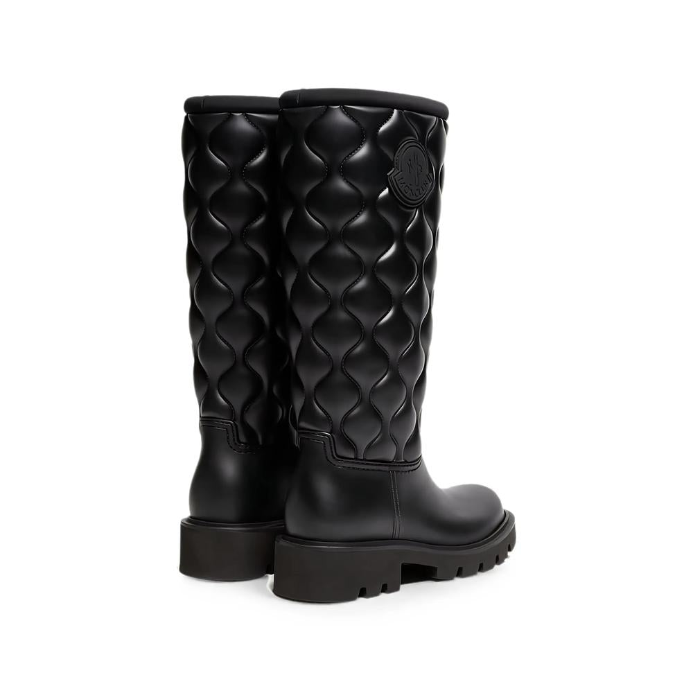 Moncler Black Leather Mid-Calf Boots