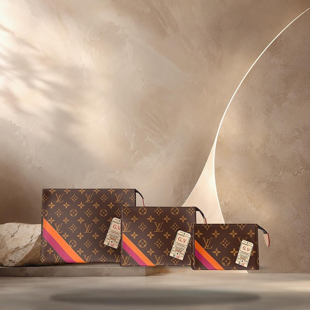 Louis Vuitton Mon Monogram Coated Canvas Trio Toiletry Pouch Tote Bag P01952