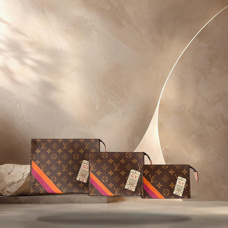 Louis Vuitton Mon Monogram Coated Canvas Trio Toiletry Pouch Tote Bag P01952