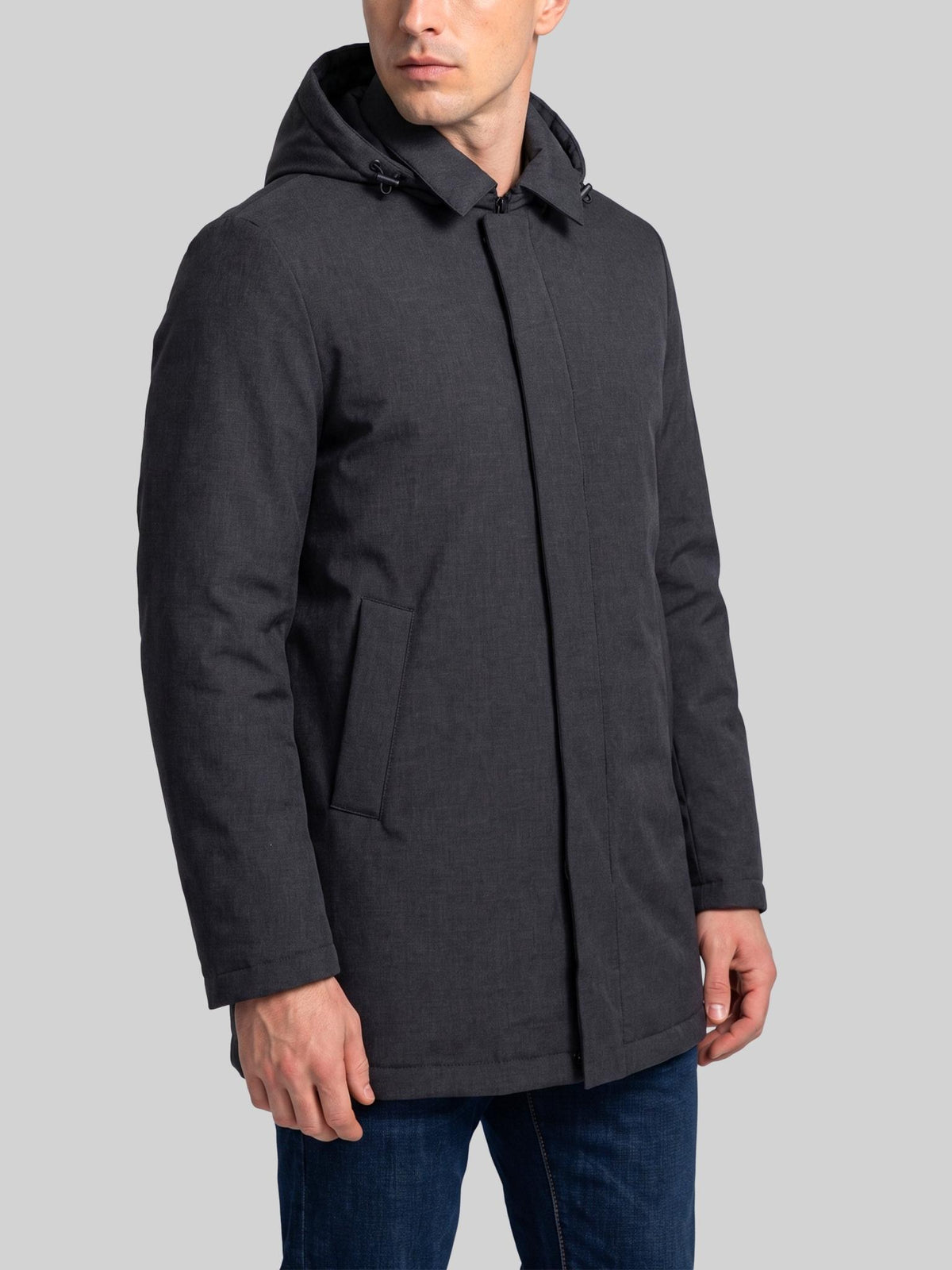 Herno Wool Blend Gray Single-Breasted Coat for Men