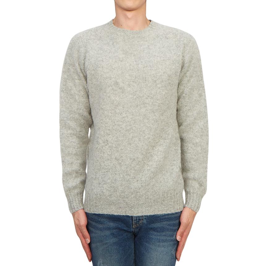 Harley OF SCOTLAND Shaggy Dog Silver Crewneck Wool Sweater Men
