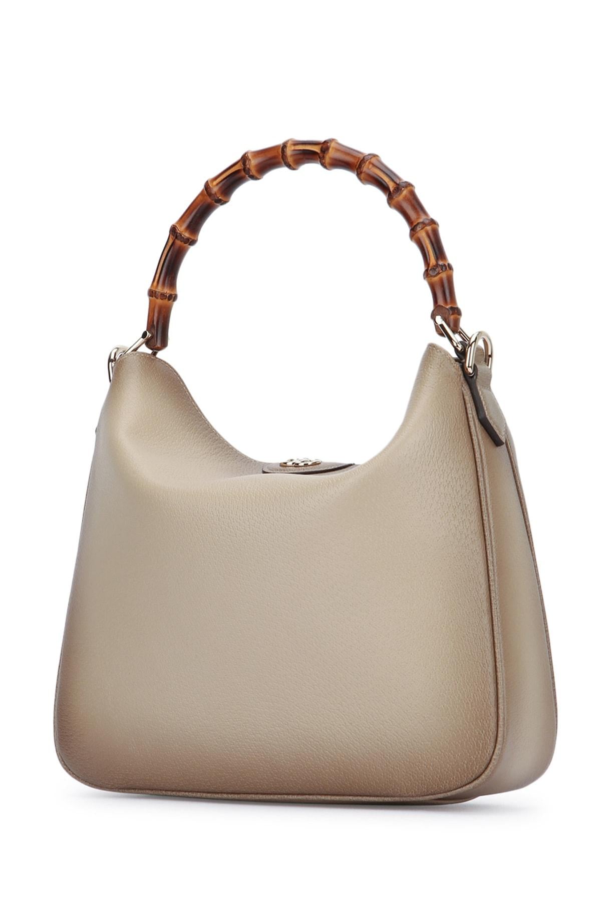 GUCCI Beige Canvas Leather Trim Tote Bag