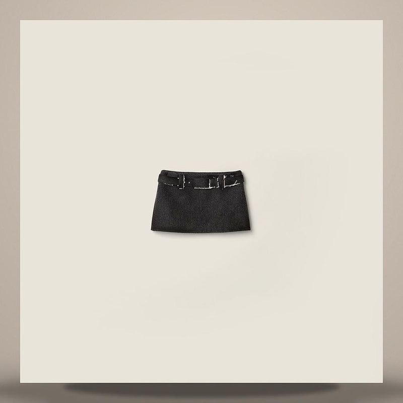 Miu Miu Waxed Double Wool Mini Skirt MG2778 6471 F0031