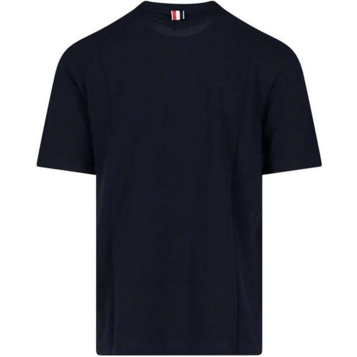 THOM BROWNE Navy Diagonal Stripe Logo Short Sleeve T-Shirt