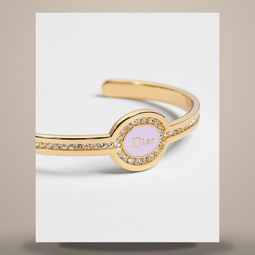 DIOR Gold-Finish Metal Crystal Rose Des Vents Lacquer Bangle Brac B4006WOMLQD25K
