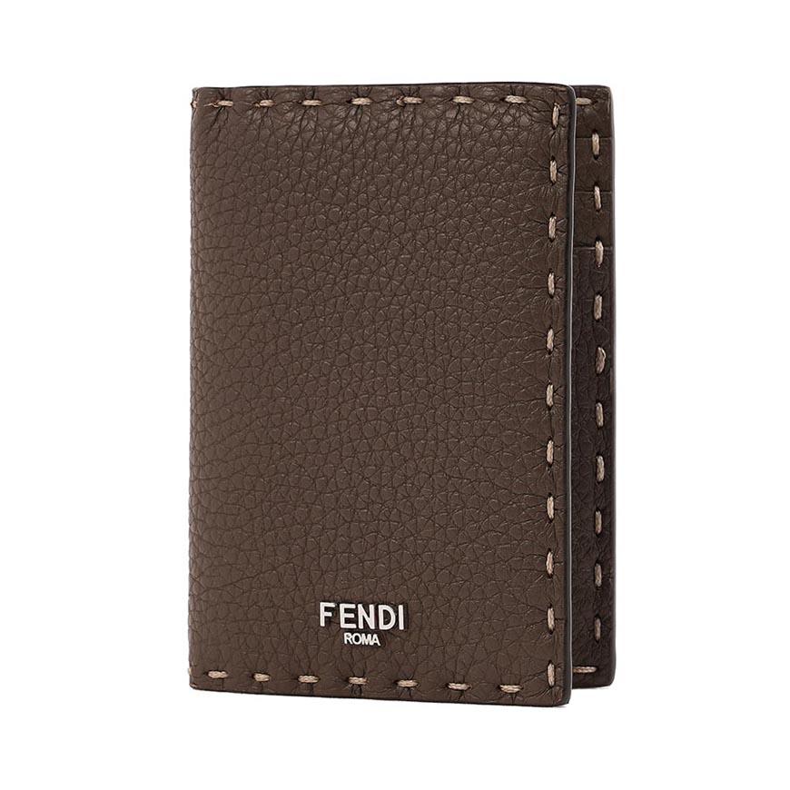 FENDI Men’s Selleria Leather Cardholder Wallet Navy