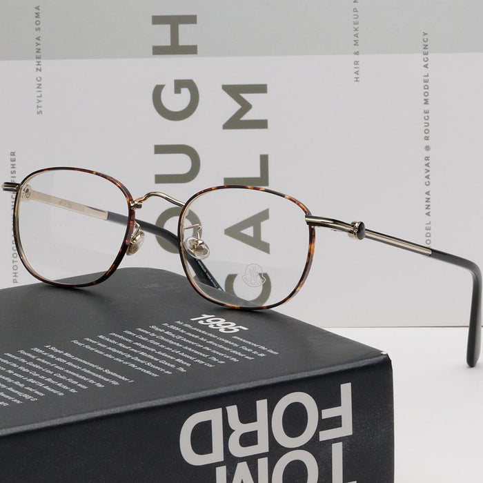 Moncler Gold Metal Full Rim Eyeglasses Unisex