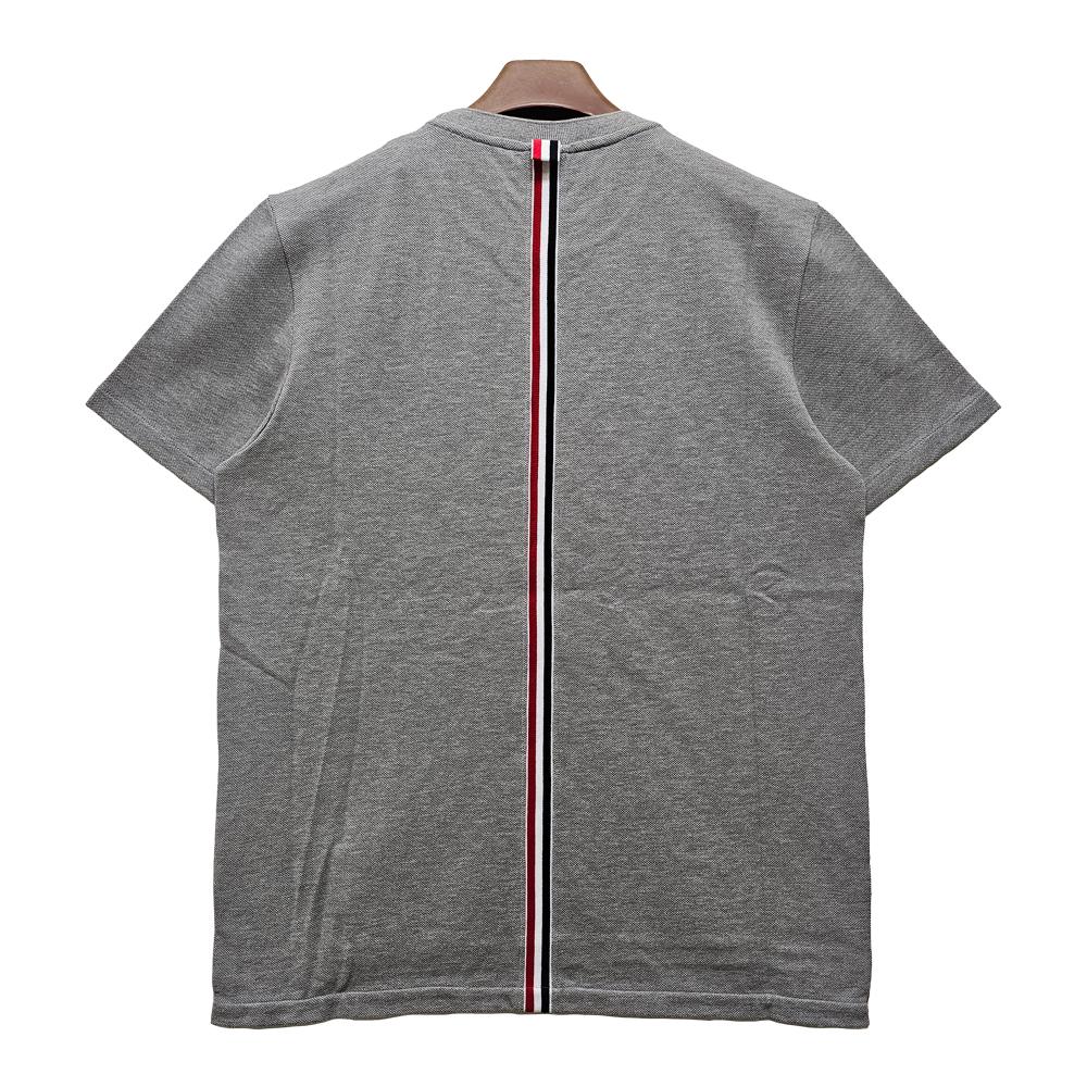 THOM BROWNE Back Triple Stripe Short Sleeve T-Shirt Gray Cotton