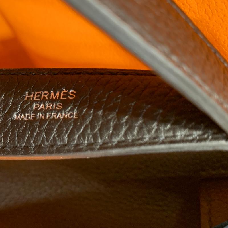HERMES Kelly Depeches Monochrome Togo Leather Pouch Black Unisex 25