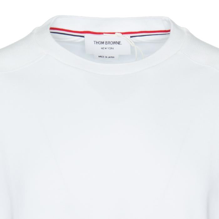 THOM BROWNE White Diagonal Stripe Short Sleeve T-Shirt
