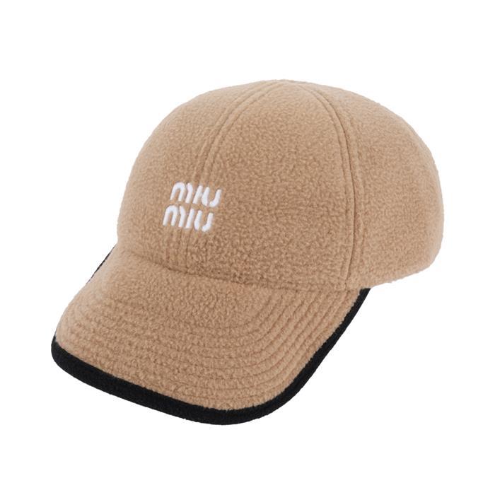 Miu Miu Logo Embroidered Fleece Baseball Cap Black Men’s