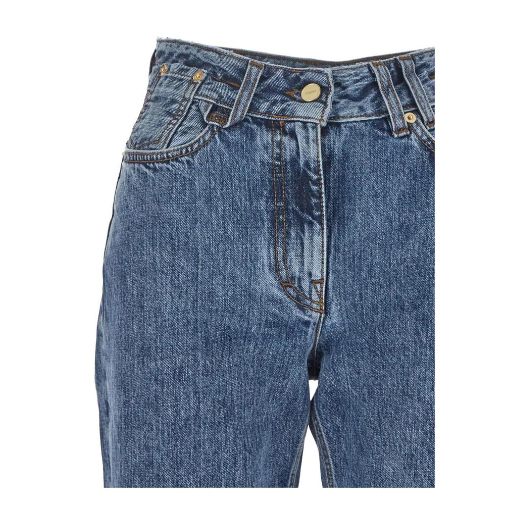 JACQUEMUS Fringe Trim Blue Denim Pants