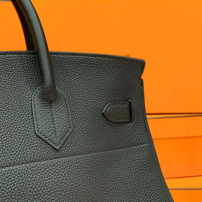 HERMES Birkin 40 Etoupe Black Palladium Hardware Tote Bag Unisex