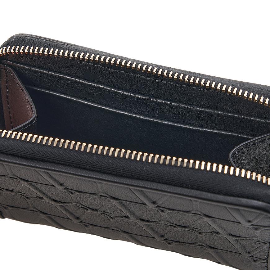 VALENTINO V Logo Signature Leather Compact Wallet Black