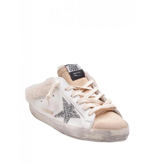 GOLDEN GOOSE Superstar Sabot Shearling Lined Glitter Low-Top Sneakers