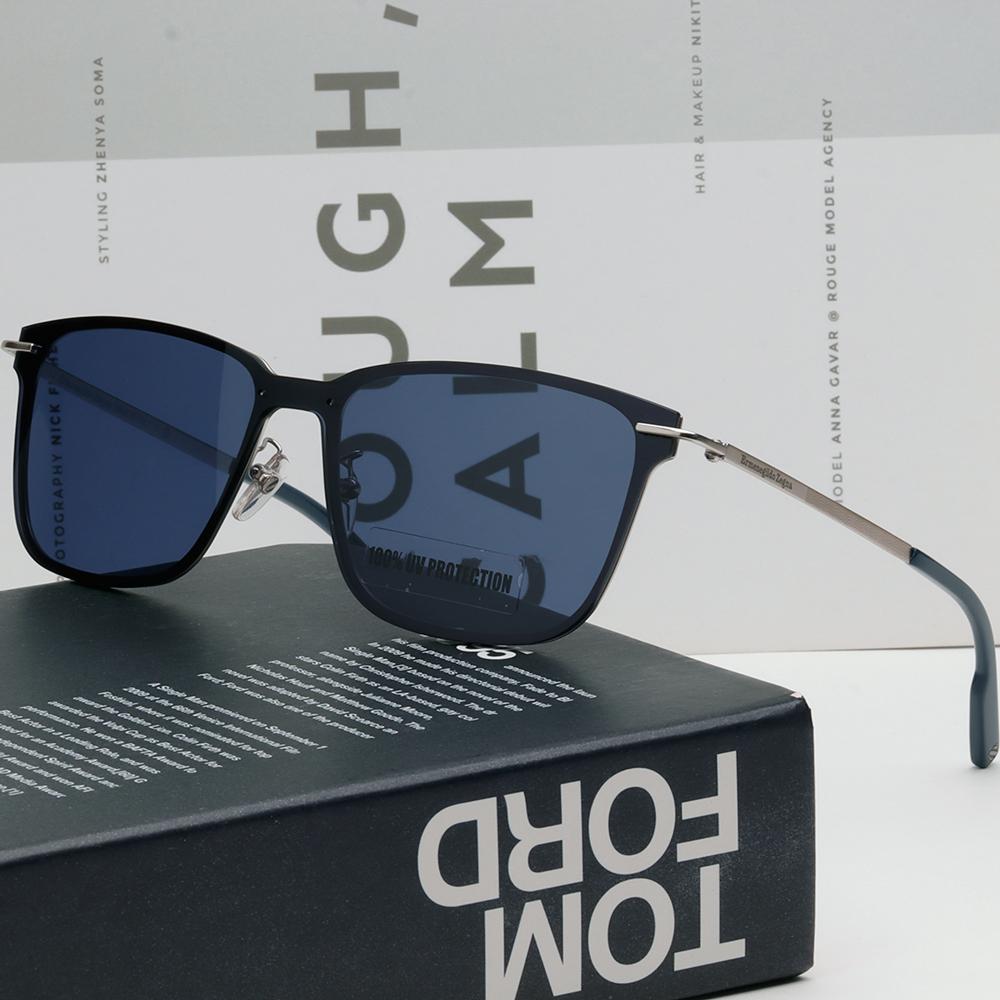 Zegna Matte Silver Asian Fit Sunglasses with Blue Lenses EZ0197D 16A