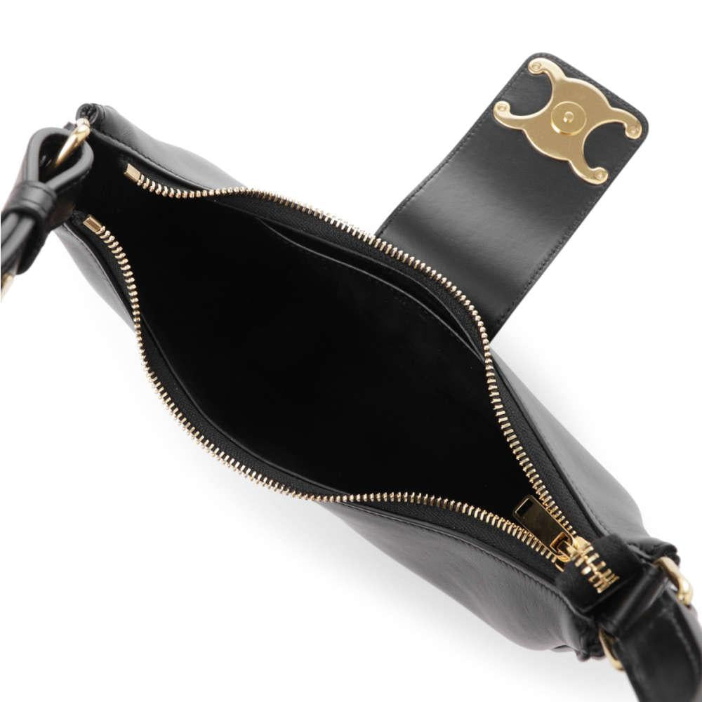 CELINE Triomphe Ava Black Leather Hobo Shoulder Bag for Women