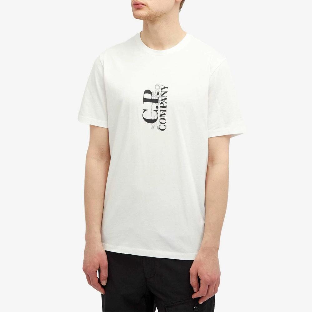 CP Company Logo Short Sleeve T-Shirt for Men White Cotton