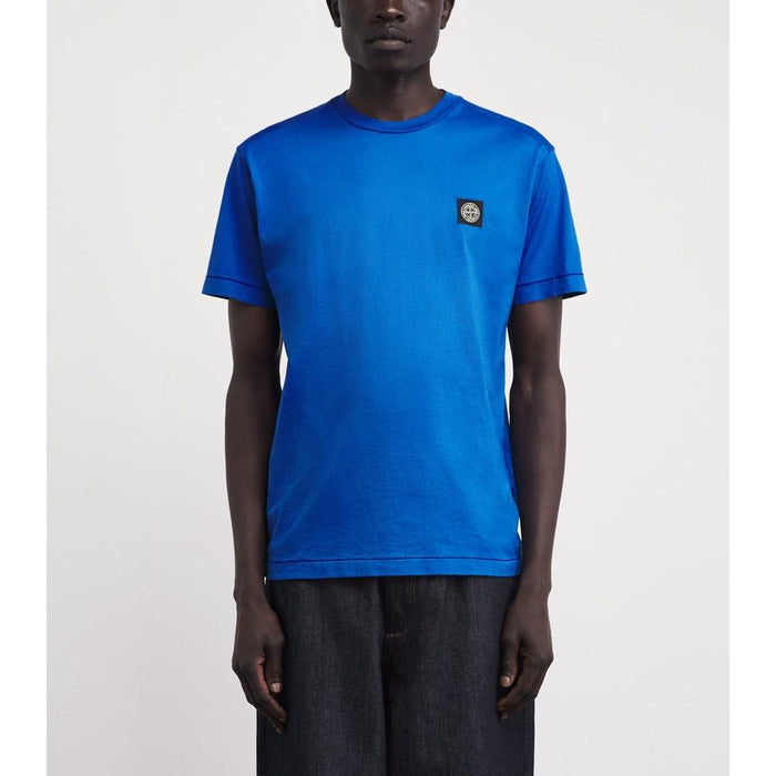 STONE ISLAND Logo Patch Short Sleeve T-Shirt Men Beige Cotton
