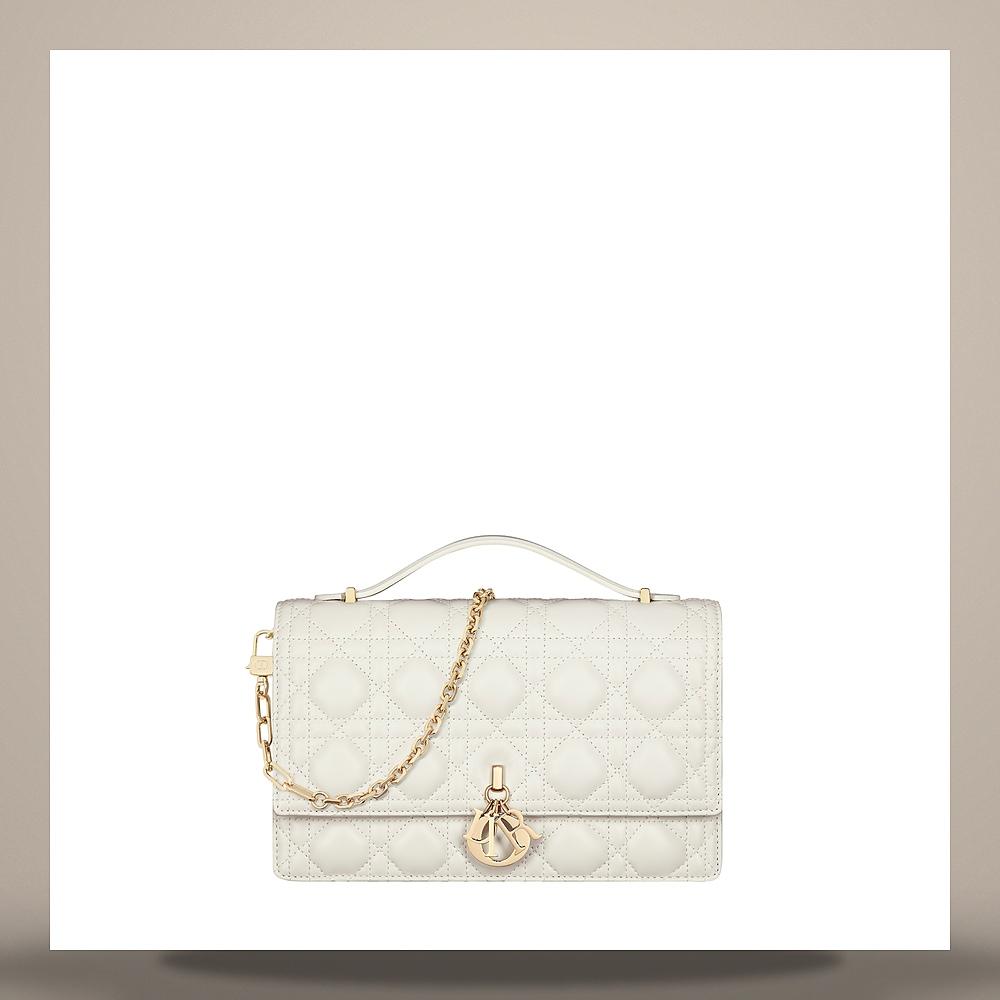 DIOR My Dior Top Handle Bag Latte Cannage Lambskin Shoulder Bag