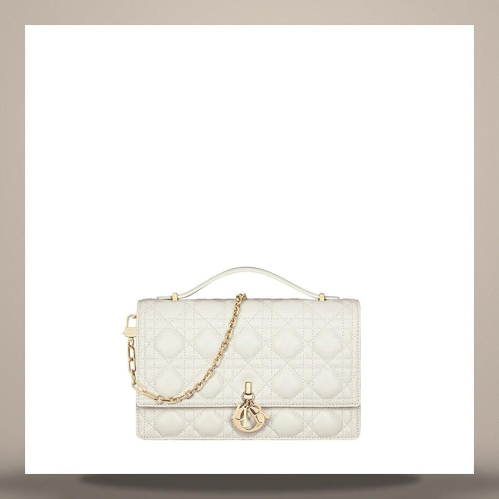 DIOR My Dior Top Handle Bag Latte Cannage Lambskin Shoulder Bag