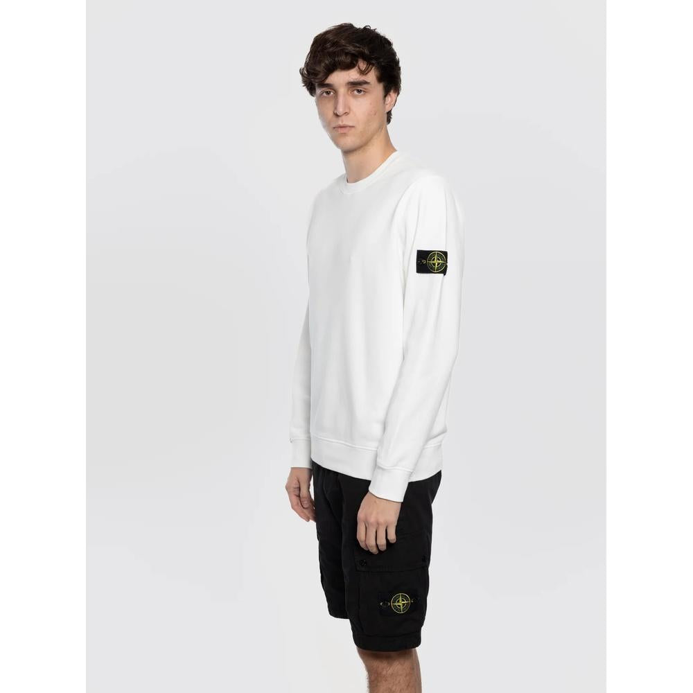 STONE ISLAND Organic Cotton Fleece Crewneck Sweatshirt Black Men
