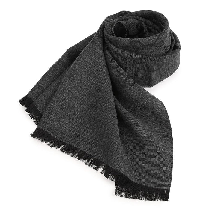 GUCCI GG Jacquard Wool Silk Scarf Black
