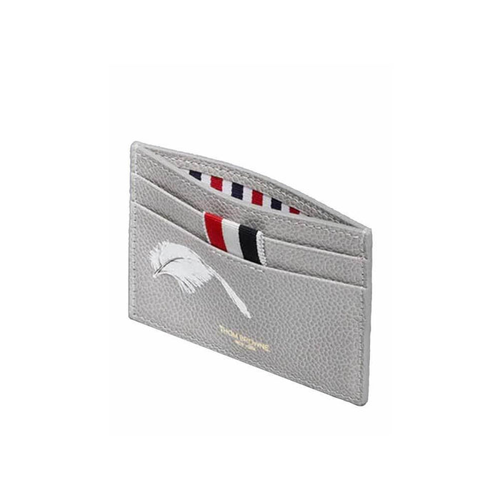 THOM BROWNE Pebble Grain Leather Feather Print Card Holder MAW020L E1353 055