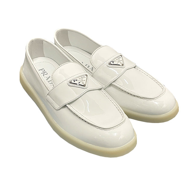 PRADA Women's Patent Leather Triangle Logo Loafers 1D222N 069 F0009