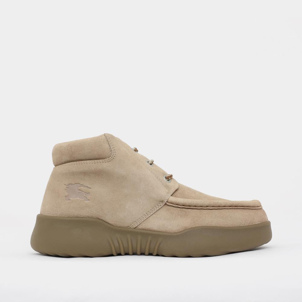 BURBERRY Suede Lace-Up Combat Boots with Knight Logo Men’s