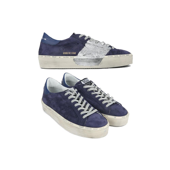 GOLDEN GOOSE Navy Silver Hi Star Low-Top Sneakers