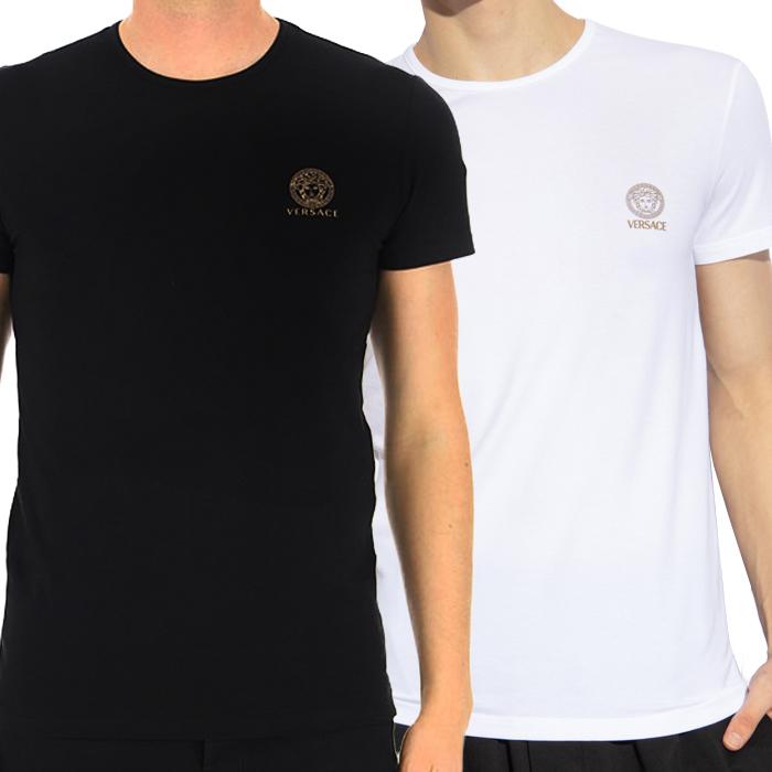 Versace Men’s 2-Pack Underlayer Short Sleeve T-Shirt AU10193 1A10011 A225E
