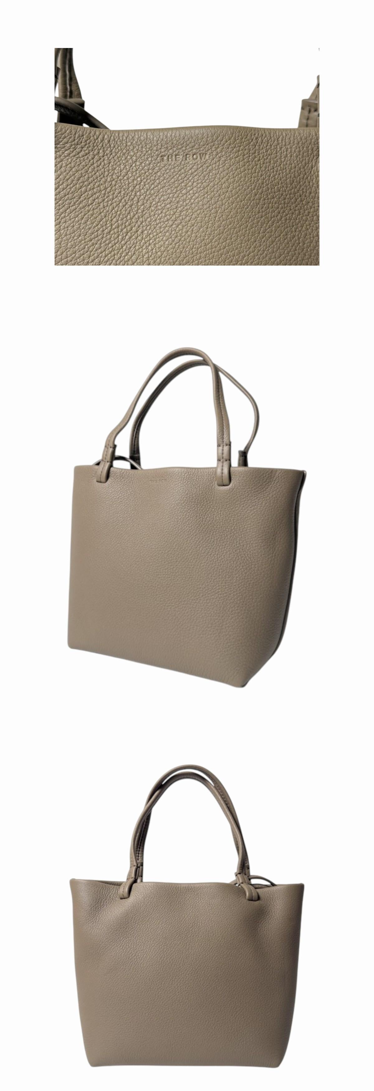 The Row Small Park Tote Bag Leather Shoulder Bag Smoke Taupe