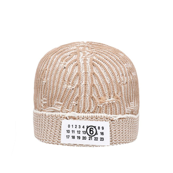Maison Margiela Number Logo Patch Beanie Gray Knit Men’s