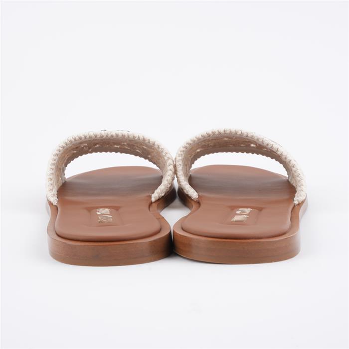 Miu Miu Cotton Crochet Leather Slide Sandals