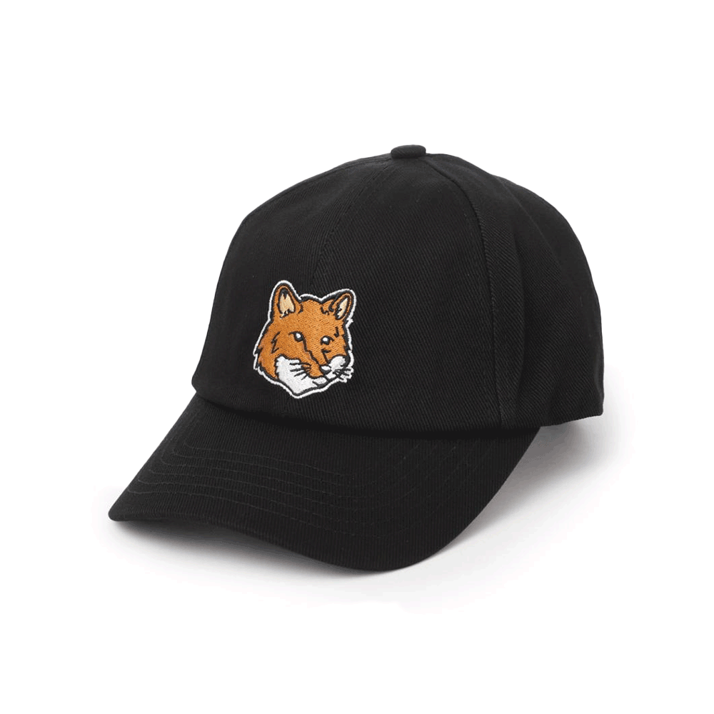 Maison Kitsune Large Fox Logo Unisex Cotton Baseball Cap Bla MM06103 WW0096 P199