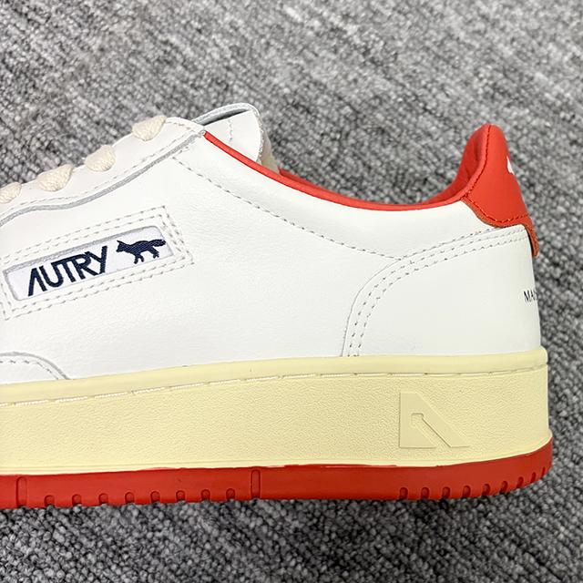 AUTRY Men’s Medalist Leather Low-Top Sneakers White/Red AULMMK02
