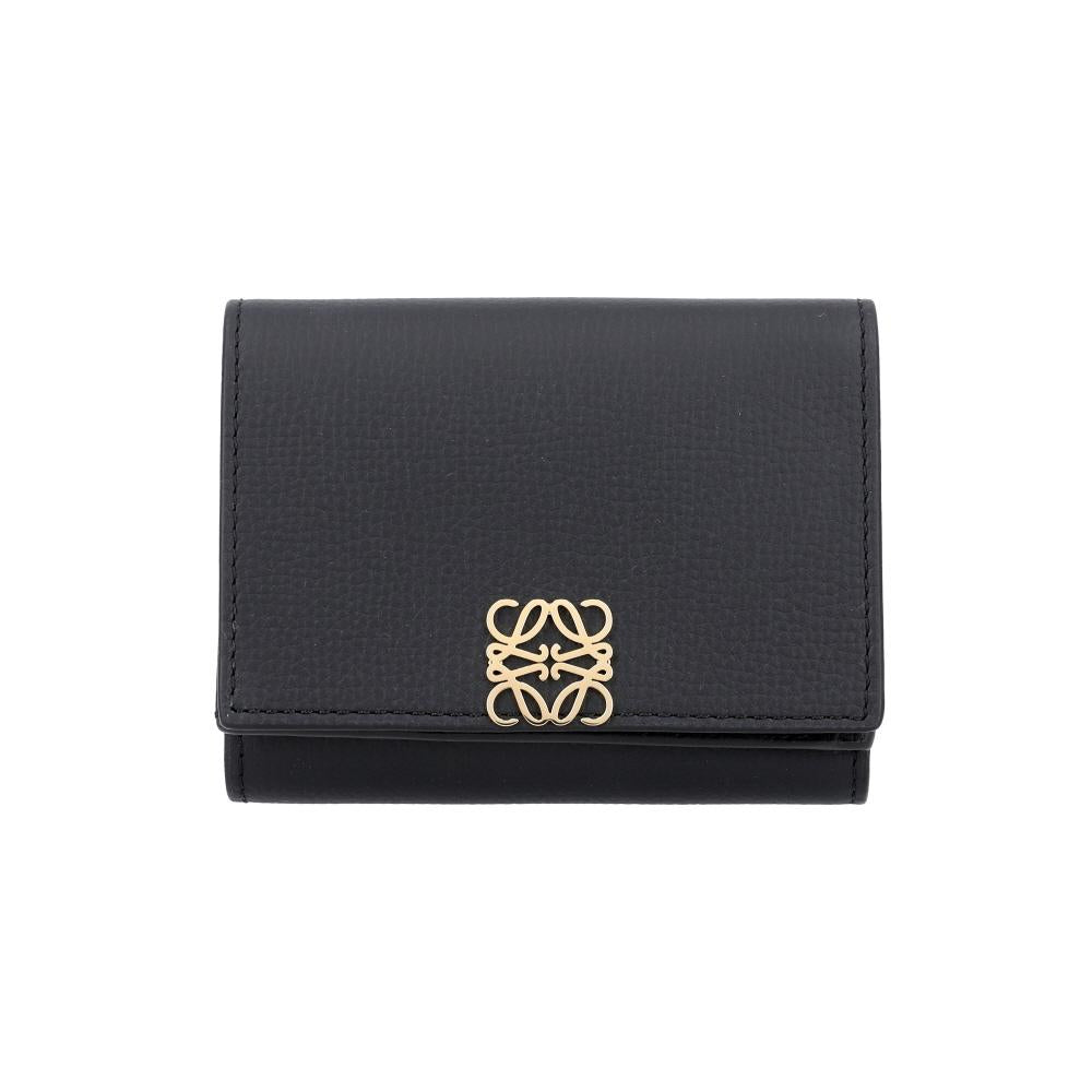 LOEWE Anagram Pebble Grain Leather Trifold Card Holder Wallet