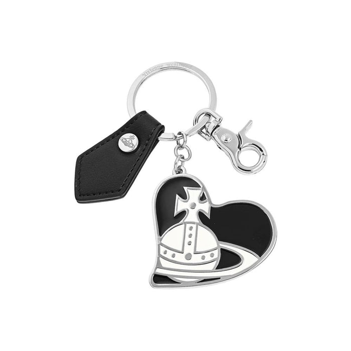 Vivienne Westwood ORB Logo Heart Keyring Black Keychain
