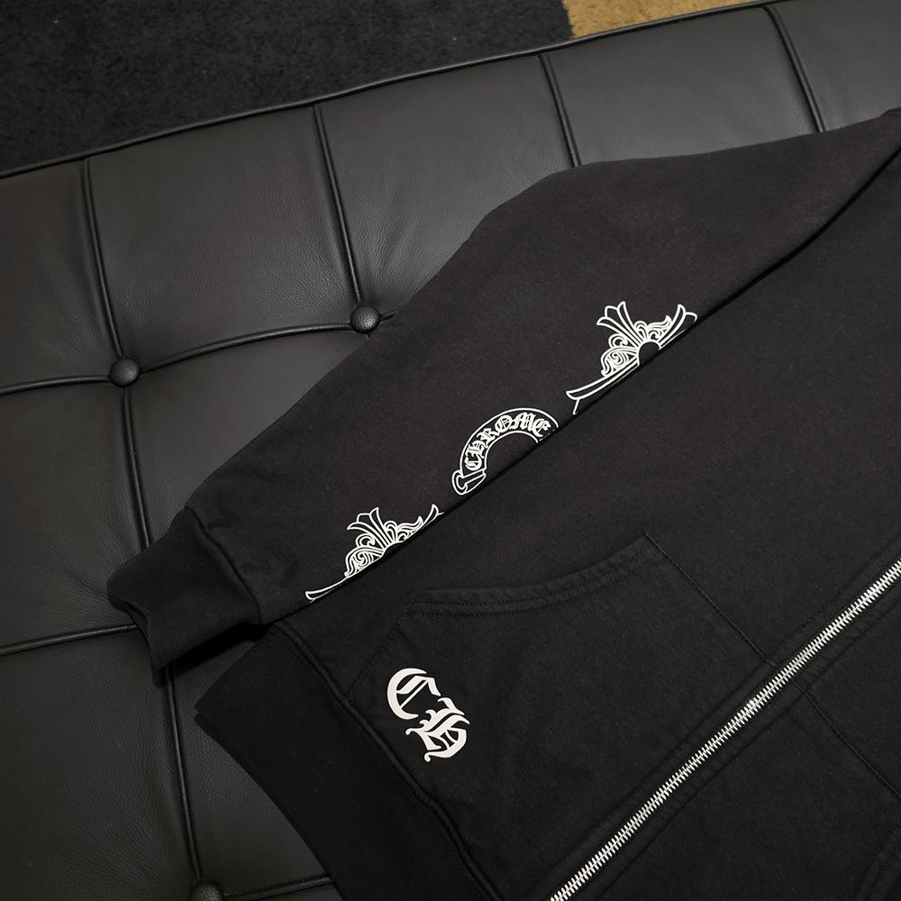 Chrome Hearts Horseshoe T Bar Zip Hoodie Black Unisex Clothing