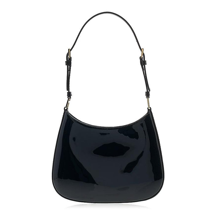 PRADA Cleo Patent Leather Shoulder Bag Black