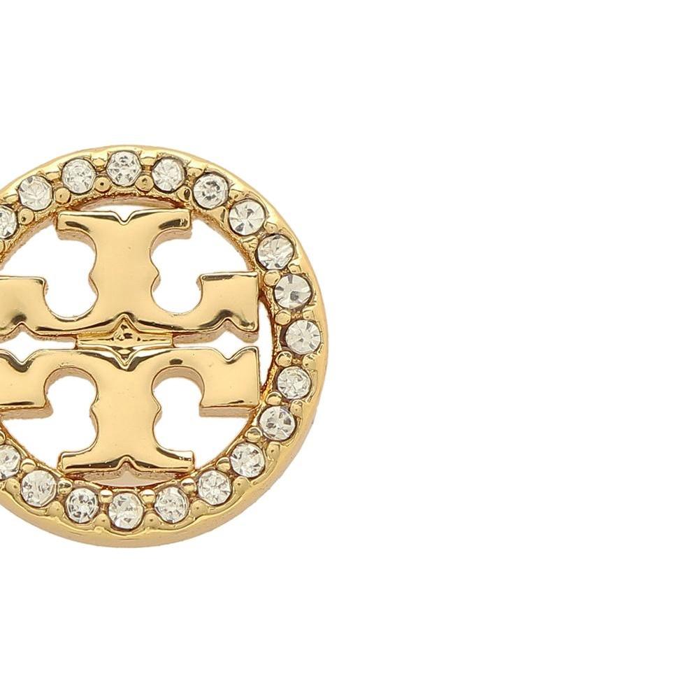 Tory Burch Crystal Logo Circle Earrings Gold
