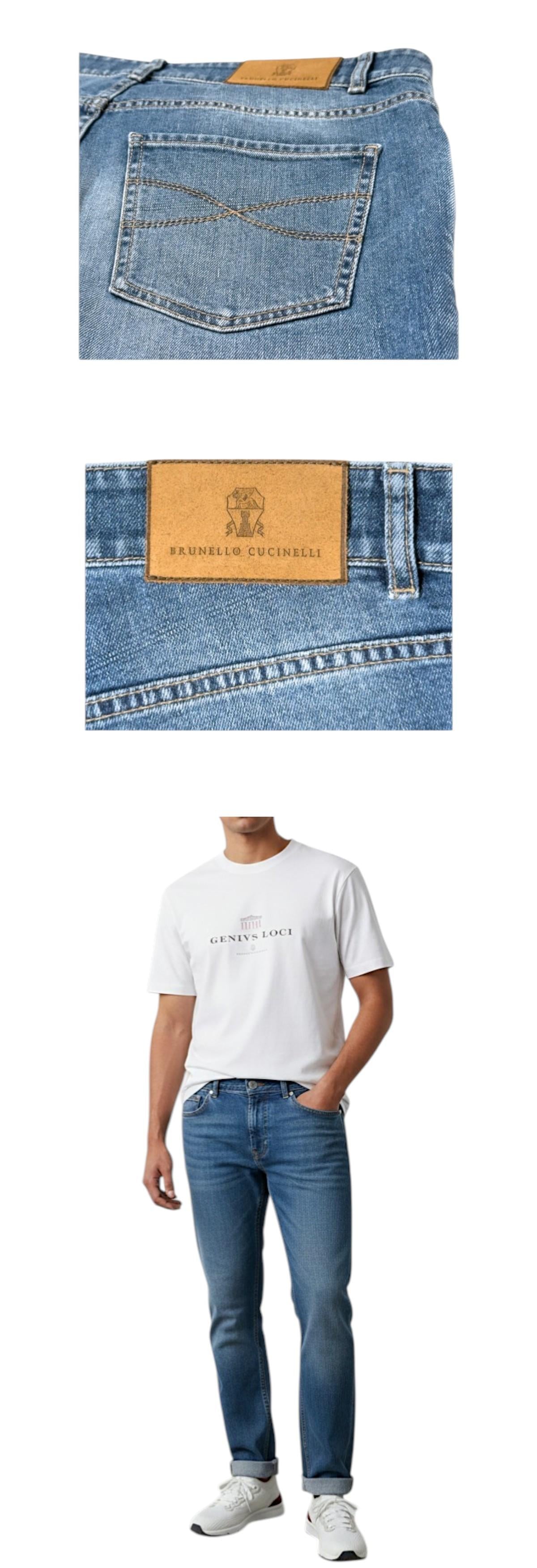 Brunello Cucinelli Mid Blue Traditional Fit Denim Jeans Men