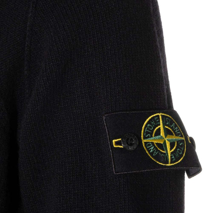STONE ISLAND Black Half Knit Round Neck Unisex Sweater